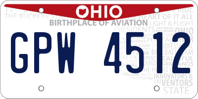 OH license plate GPW4512