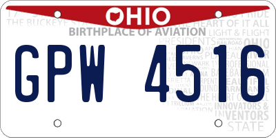 OH license plate GPW4516