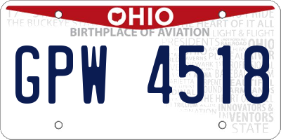 OH license plate GPW4518