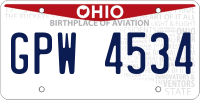 OH license plate GPW4534