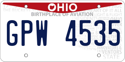 OH license plate GPW4535