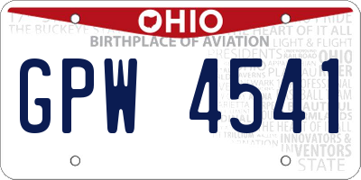 OH license plate GPW4541