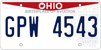 OH license plate GPW4543