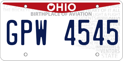 OH license plate GPW4545