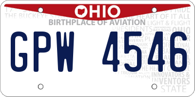 OH license plate GPW4546
