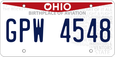 OH license plate GPW4548