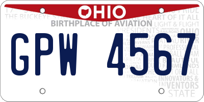 OH license plate GPW4567