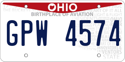 OH license plate GPW4574