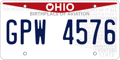 OH license plate GPW4576