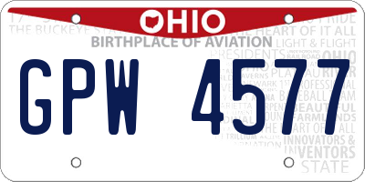 OH license plate GPW4577
