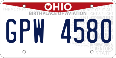 OH license plate GPW4580