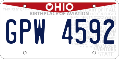 OH license plate GPW4592