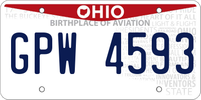 OH license plate GPW4593