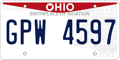 OH license plate GPW4597