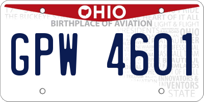 OH license plate GPW4601