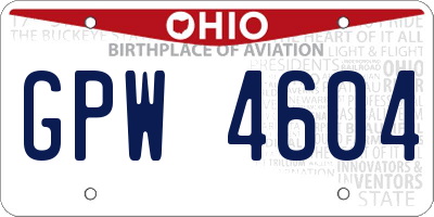 OH license plate GPW4604