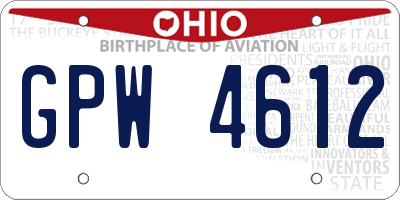 OH license plate GPW4612
