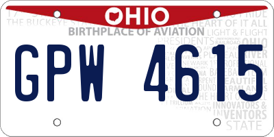 OH license plate GPW4615