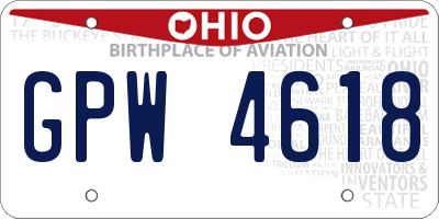 OH license plate GPW4618