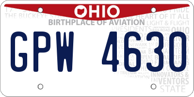 OH license plate GPW4630