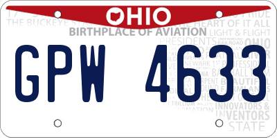 OH license plate GPW4633