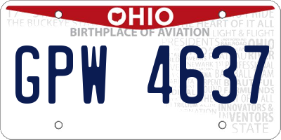 OH license plate GPW4637