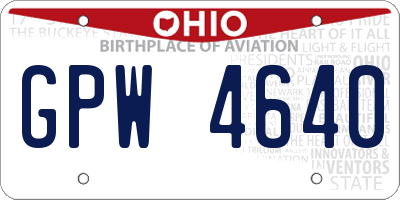 OH license plate GPW4640