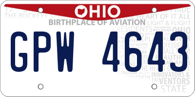 OH license plate GPW4643
