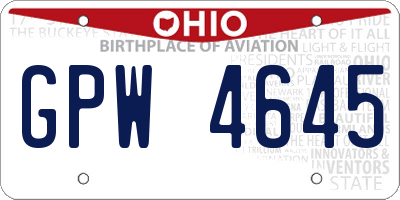 OH license plate GPW4645