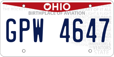 OH license plate GPW4647
