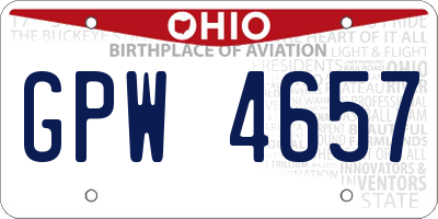 OH license plate GPW4657