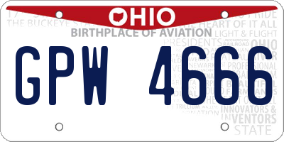 OH license plate GPW4666