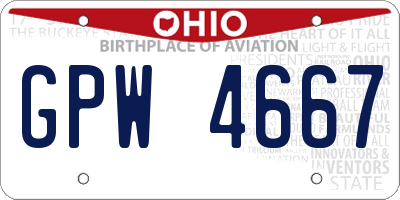 OH license plate GPW4667