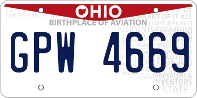 OH license plate GPW4669