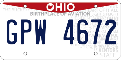 OH license plate GPW4672