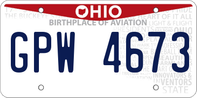 OH license plate GPW4673
