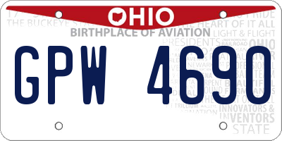 OH license plate GPW4690