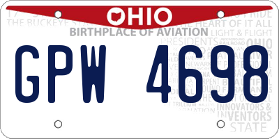 OH license plate GPW4698