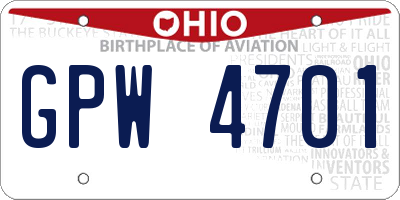 OH license plate GPW4701