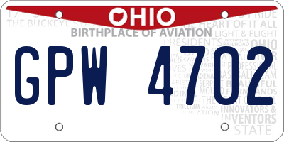 OH license plate GPW4702