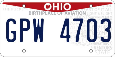 OH license plate GPW4703