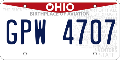 OH license plate GPW4707