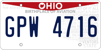 OH license plate GPW4716