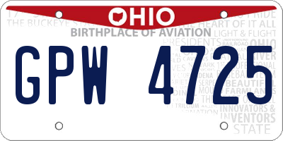 OH license plate GPW4725