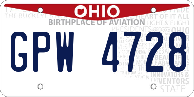OH license plate GPW4728