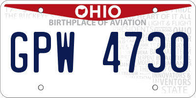 OH license plate GPW4730