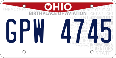 OH license plate GPW4745