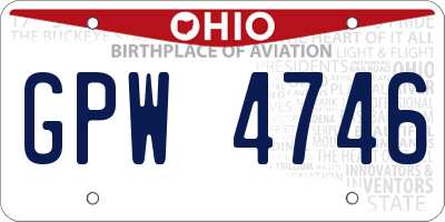 OH license plate GPW4746