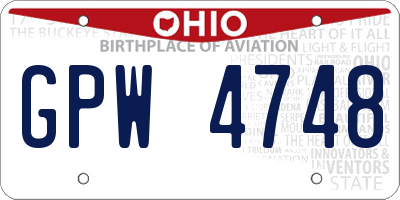 OH license plate GPW4748