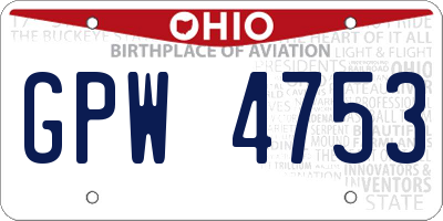 OH license plate GPW4753